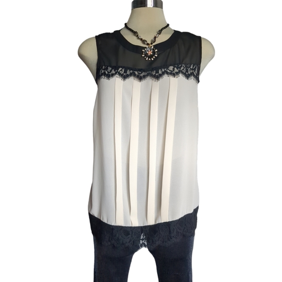 DOROTHY PERKINS Luxury Beige and Black Chiffon Sleeveless Blouse Size 14 - Picture 11 of 16